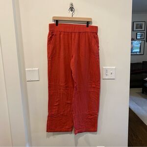 Pact organic cotton coastal gauze pants womens XL paprika red wide leg pull on